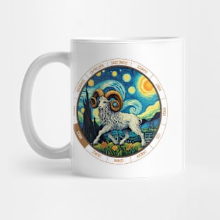 ZODIAC Aries - Astrological ARIRS - ARIRS - ZODIAC sign - Van Gogh style - 4 Mug